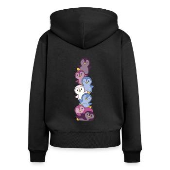 Drapeau non conforme Pride LGBTQ Pingouin mignon - Sweat à capuche zippé Premium bio Femme - noir - Dos - Julia (174cm)