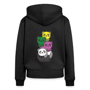 Ceterosexuell Flag Pride LGBTQ süße Panda - Frauen Premium Bio Zip Hoodie - Schwarz - Hinten - Julia (174cm)