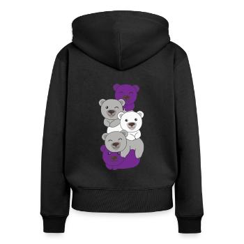 grisdrapeau sexuel fierté LGBTQ ours mignon - Sweat à capuche zippé Premium bio Femme - noir - Dos - Julia (174cm)