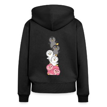 Femaric Flag Pride LGBTQ süße Pinguin - Frauen Premium Bio Zip Hoodie - Schwarz - Hinten - Julia (174cm)