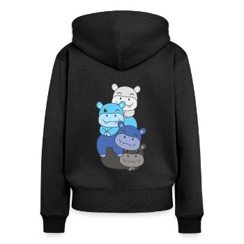 transmasc Flag Pride LGBTQ süße Hippo - Frauen Premium Bio Zip Hoodie - Schwarz - Hinten - Julia (174cm)