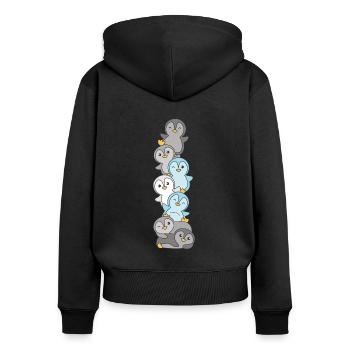 Demiboy Flag Pride LGBTQ Cute Penguin - Women's Premium Organic Zip Hoodie - black - Back - Julia (174cm)