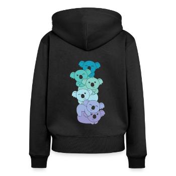Neptunic Flag Pride LGBTQ süßer Koala Stapel - Frauen Premium Bio Zip Hoodie - Schwarz - Hinten - Julia (174cm)