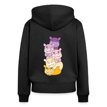 Trixic Flag Pride LGBTQ süße Hippo - Frauen Premium Bio Zip Hoodie - Schwarz - Hinten - Julia (174cm)