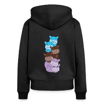 androsexuell Flag Pride LGBTQ süße Hippo - Frauen Premium Bio Zip Hoodie - Schwarz - Hinten - Julia (174cm)