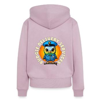 Services de livraison de perruches Éleveur d’oiseaux Amoureux des perruches - Sweat à capuche zippé Premium bio Femme - rose poudré - Dos - Julia (174cm)