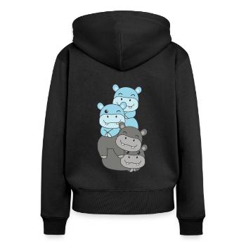 Autosexuell Flag Pride LGBTQ süße Hippo - Frauen Premium Bio Zip Hoodie - Schwarz - Hinten - Julia (174cm)