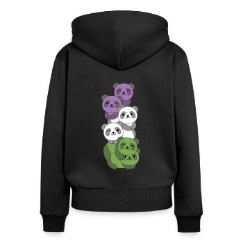 Genderqueer Drapeau Pride LGBTQ Panda mignon - Sweat à capuche zippé Premium bio Femme - noir - Dos - Julia (174cm)