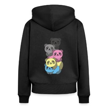 polygender Flag Pride LGBTQ süße Panda - Frauen Premium Bio Zip Hoodie - Schwarz - Hinten - Julia (174cm)