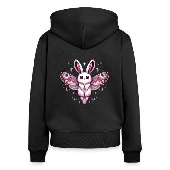Kawaii Pastel Goth Cute Creepy Hase Motte - Frauen Premium Bio Zip Hoodie - Schwarz - Hinten - Julia (174cm)
