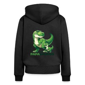 Papasaurus Fête des pères Meilleur papa T-Rex Dinosaure - Sweat à capuche zippé Premium bio Femme - noir - Dos - Julia (174cm)