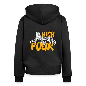 Perroquet High Four Loves Birdwatcher Amoureux des perroquets - Sweat à capuche zippé Premium bio Femme - noir - Dos - Julia (174cm)