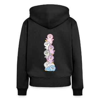 Intergender Flag Pride LGBTQ süße Pinguin - Frauen Premium Bio Zip Hoodie - Schwarz - Hinten - Julia (174cm)