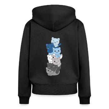 Faunflux Flag Pride LGBTQ Cute Cat Stack - Women's Premium Organic Zip Hoodie - black - Back - Julia (174cm)
