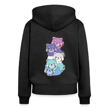 Spectrasexual Flag Pride LGBTQ Mignon Panda roux - Sweat à capuche zippé Premium bio Femme - noir - Dos - Julia (174cm)