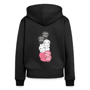 Drapeau Fémarique Fierté LGBTQ Mignon Paresseux - Sweat à capuche zippé Premium bio Femme - noir - Dos - Julia (174cm)