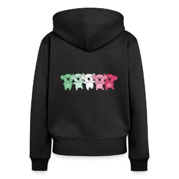 Abrosexuel Drapeau Fierté LGBTQ Koala mignon - Sweat à capuche zippé Premium bio Femme - noir - Dos - Julia (174cm)