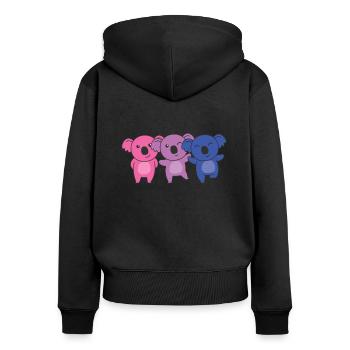 Bi Flag Pride LGBTQ Koala mignon - Sweat à capuche zippé Premium bio Femme - noir - Dos - Julia (174cm)