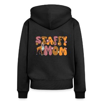 American Staffordshire Terrier Groovy Staffy Mom - Women's Premium Organic Zip Hoodie - black - Back - Julia (174cm)