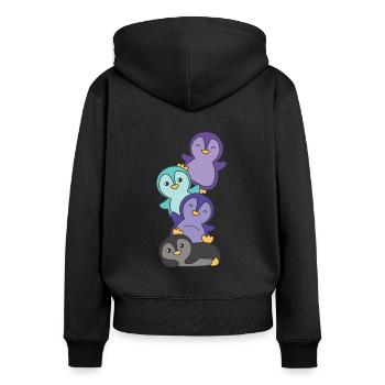 alexigender Flag Pride LGBTQ süße Pinguin - Frauen Premium Bio Zip Hoodie - Schwarz - Hinten - Julia (174cm)