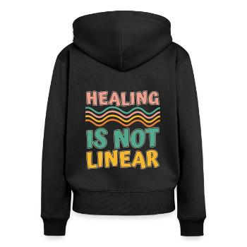 Psychiatrist Healing Is Not Linear Psychotherapy - Frauen Premium Bio Zip Hoodie - Schwarz - Hinten - Julia (174cm)