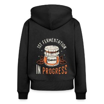 Kombucha 1st Fermentation In Progress Home Brewing - Frauen Premium Bio Zip Hoodie - Schwarz - Hinten - Julia (174cm)