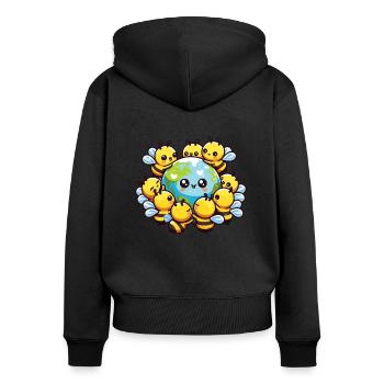 Sauvez la Terre Les abeilles vivent ici Sauvez les abeilles - Sweat à capuche zippé Premium bio Femme - noir - Dos - Julia (174cm)