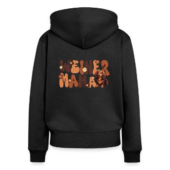 Maman teckel Groovy Weiner - Sweat à capuche zippé Premium bio Femme - noir - Dos - Julia (174cm)