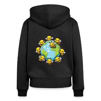 Sauvez la Terre Les abeilles vivent ici Sauvez les abeilles - Sweat à capuche zippé Premium bio Femme - noir - Dos - Julia (174cm)