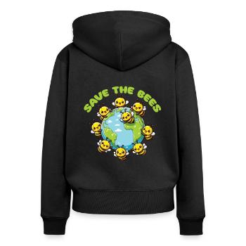 Sauvez la Terre Les abeilles vivent ici Sauvez les abeilles - Sweat à capuche zippé Premium bio Femme - noir - Dos - Julia (174cm)