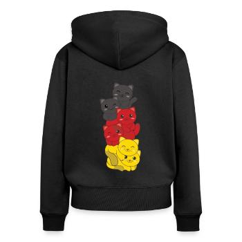 Deutsche flagge Katze deutsch Deutschland Katzen - Frauen Premium Bio Zip Hoodie - Schwarz - Hinten - Julia (174cm)