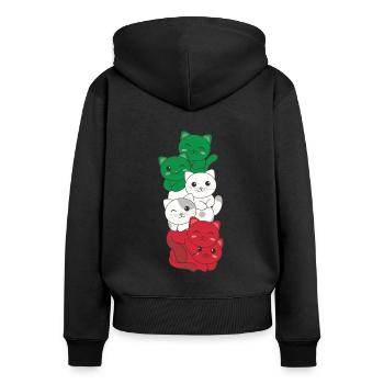 italienische flagge Katze italienisch Italien - Frauen Premium Bio Zip Hoodie - Schwarz - Hinten - Julia (174cm)