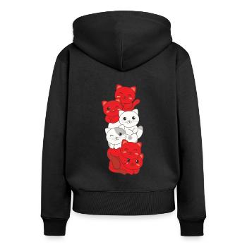 Österreich flagge Katze deutsch Österreich Katzen - Frauen Premium Bio Zip Hoodie - Schwarz - Hinten - Julia (174cm)