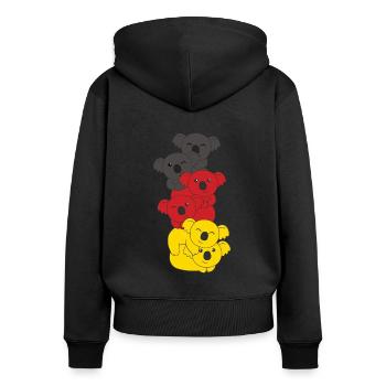 Deutsche flagge Koala deutsch Deutschland - Frauen Premium Bio Zip Hoodie - Schwarz - Hinten - Julia (174cm)