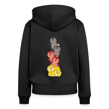 Deutsche flagge Pinguin deutsch Deutschland - Frauen Premium Bio Zip Hoodie - Schwarz - Hinten - Julia (174cm)