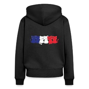 Drapeau français Cat France française - Sweat à capuche zippé Premium bio Femme - noir - Dos - Julia (174cm)