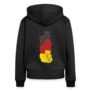 Deutsche flagge Capybara deutsch Deutschland - Frauen Premium Bio Zip Hoodie - Schwarz - Hinten - Julia (174cm)