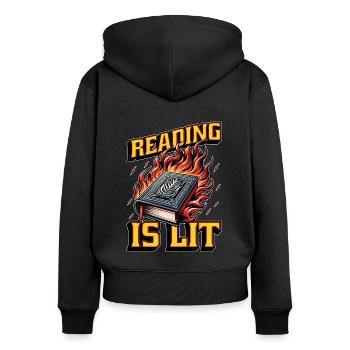 Professeur de littérature La lecture est littéraire Éducateur livresque - Sweat à capuche zippé Premium bio Femme - noir - Dos - Julia (174cm)