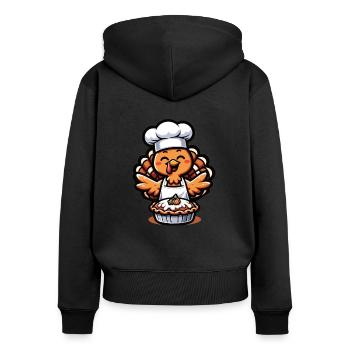 Thanksgiving Truthahn Koch Bäcker Pumkin Pie - Frauen Premium Bio Zip Hoodie - Schwarz - Hinten - Julia (174cm)
