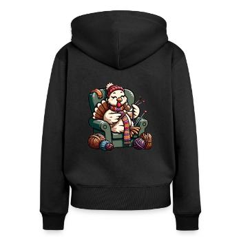 Thanksgiving Granny Turkey Knits - Women's Premium Organic Zip Hoodie - black - Back - Julia (174cm)