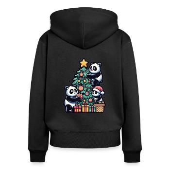 Pandas decorate the Christmas tree Christmas - Women's Premium Organic Zip Hoodie - black - Back - Julia (174cm)