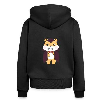 Hamster Happy Halloween Cute Vampire Costume - Women's Premium Organic Zip Hoodie - black - Back - Julia (174cm)