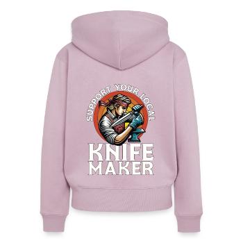 Blade Forging Support Your Local Blade Crafter - Frauen Premium Bio Zip Hoodie - Altrosa - Hinten - Julia (174cm)