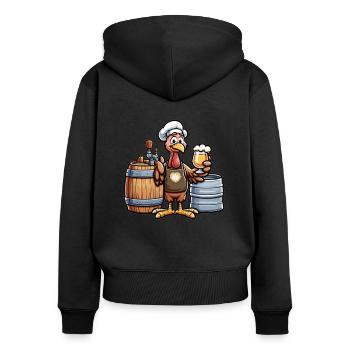 Bière de bière Dinde de Thanksgiving à la bière - Sweat à capuche zippé Premium bio Femme - noir - Dos - Julia (174cm)