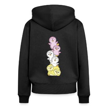 Minet Drapeau Fierté LGBTQ Pingouin mignon - Sweat à capuche zippé Premium bio Femme - noir - Dos - Julia (174cm)
