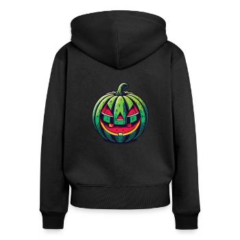 Joyeux étéentre l’été Halloween pastèque - Sweat à capuche zippé Premium bio Femme - noir - Dos - Julia (174cm)