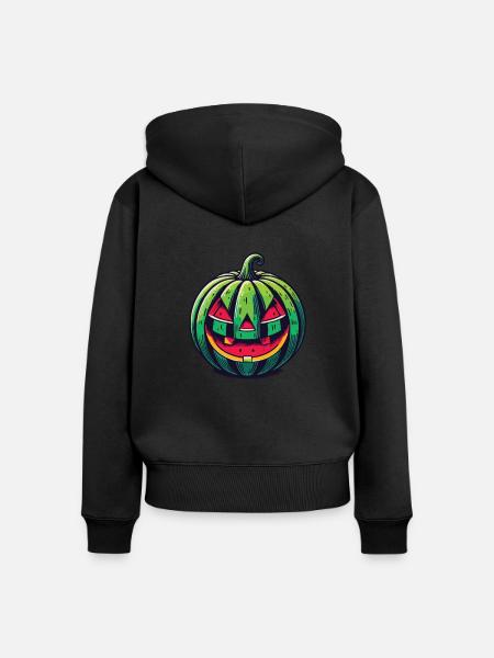 Happy Summerween Sommer Halloween Wassermelone - Frauen Premium Bio Zip Hoodie - Schwarz