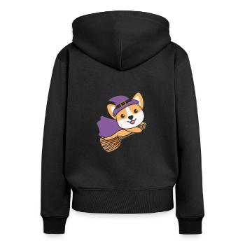 Corgi Halloween Witch Kids Witches Costume - Women's Premium Organic Zip Hoodie - black - Back - Julia (174cm)