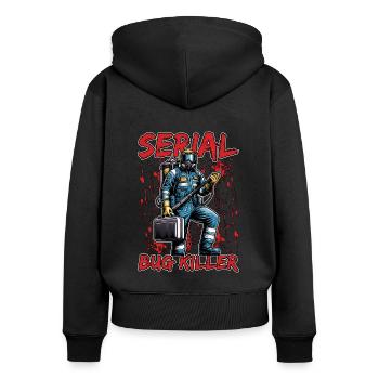 Lutte antiparasitaire Serial Bug Killer Gestion parasitaire - Sweat à capuche zippé Premium bio Femme - noir - Dos - Julia (174cm)