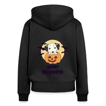 Dalmatians in Pumpkin Cute Dogs Happy Halloween - Women's Premium Organic Zip Hoodie - black - Back - Julia (174cm)